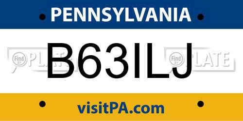 B63ILJ Pennsylvania License Plate