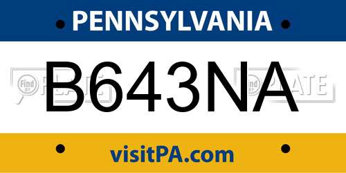 B643NA Pennsylvania License Plate