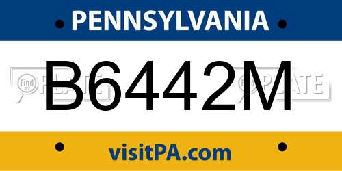 B6442M Pennsylvania License Plate