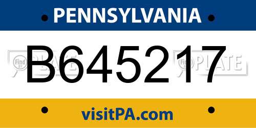 B645217 Pennsylvania License Plate