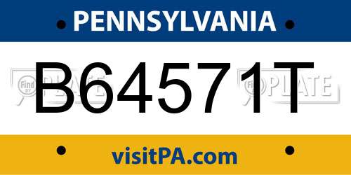 B64571T Pennsylvania License Plate