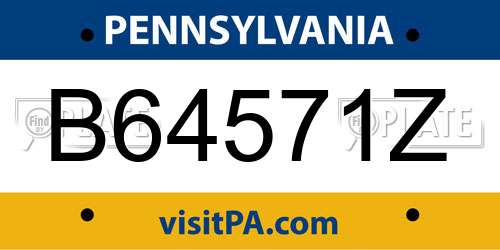 B64571Z Pennsylvania License Plate