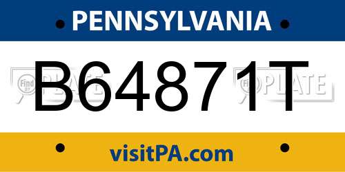 B64871T Pennsylvania License Plate