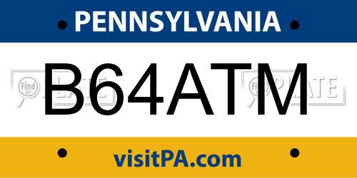 B64ATM Pennsylvania License Plate
