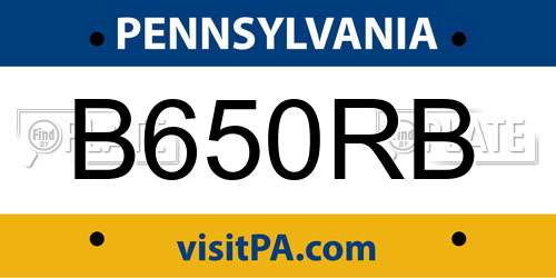 B650RB Pennsylvania License Plate