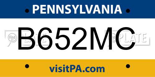 B652MC Pennsylvania License Plate