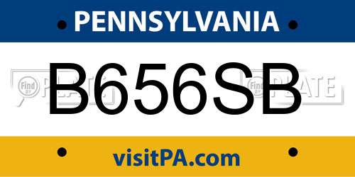 B656SB Pennsylvania License Plate