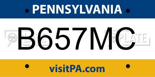B657MC Pennsylvania License Plate