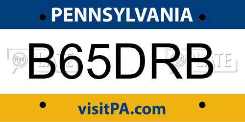 B65DRB Pennsylvania License Plate