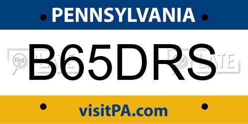 B65DRS Pennsylvania License Plate