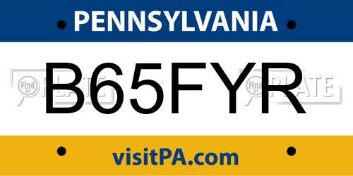 B65FYR Pennsylvania License Plate