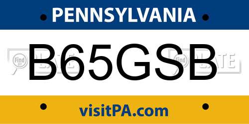 B65GSB Pennsylvania License Plate