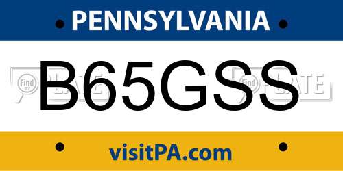 B65GSS Pennsylvania License Plate