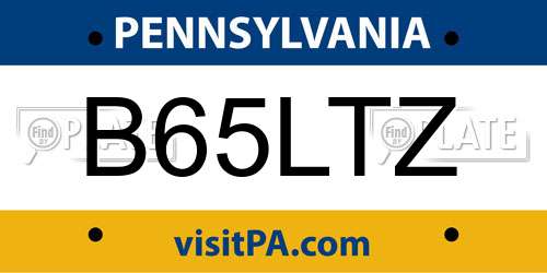 B65LTZ Pennsylvania License Plate