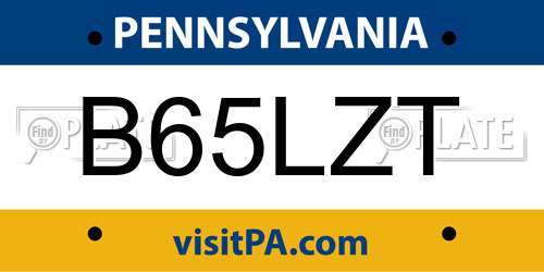 B65LZT Pennsylvania License Plate