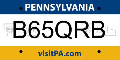 B65QRB Pennsylvania License Plate