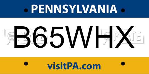 B65WHX Pennsylvania License Plate