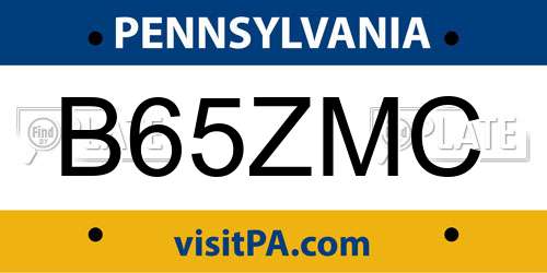 B65ZMC Pennsylvania License Plate