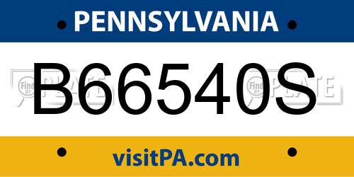 B66540S Pennsylvania License Plate