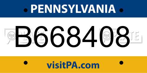 B668408 Pennsylvania License Plate
