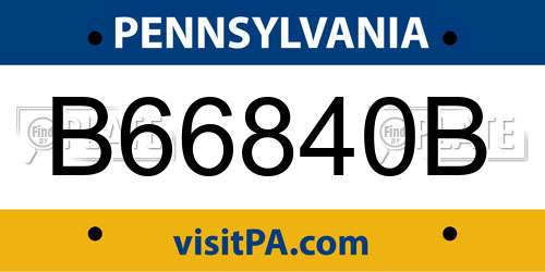 B66840B Pennsylvania License Plate