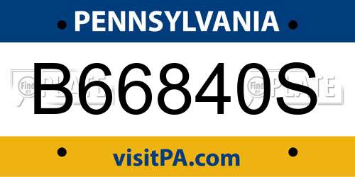 B66840S Pennsylvania License Plate