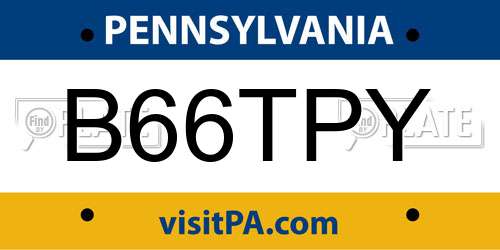 B66TPY Pennsylvania License Plate