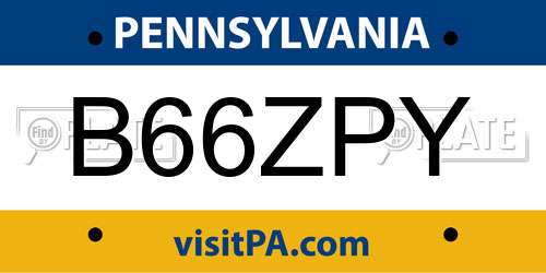 B66ZPY Pennsylvania License Plate