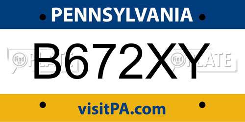 B672XY Pennsylvania License Plate