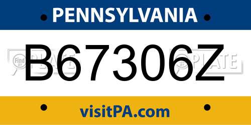 B67306Z Pennsylvania License Plate