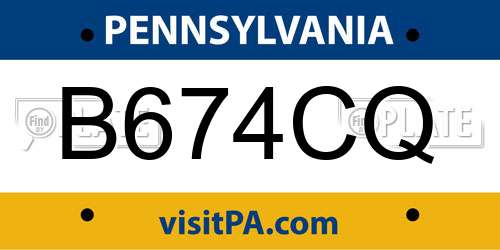 B674CQ Pennsylvania License Plate