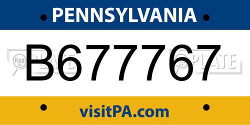 B677767 Pennsylvania License Plate