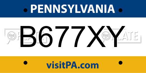 B677XY Pennsylvania License Plate