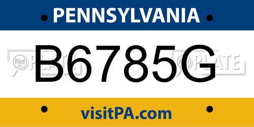 B6785G Pennsylvania License Plate