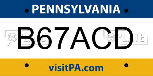 B67ACD Pennsylvania License Plate