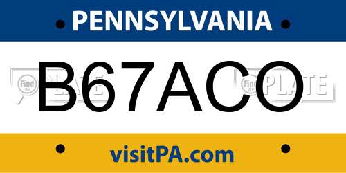 B67ACO Pennsylvania License Plate