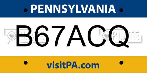 B67ACQ Pennsylvania License Plate