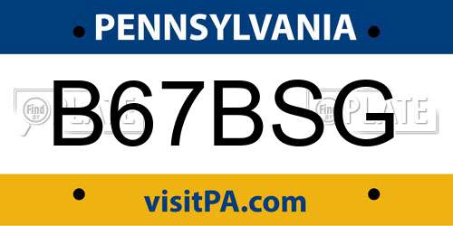 B67BSG Pennsylvania License Plate