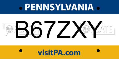 B67ZXY Pennsylvania License Plate