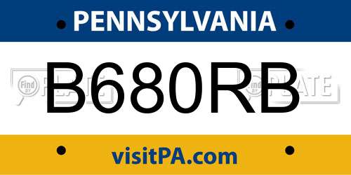 B680RB Pennsylvania License Plate