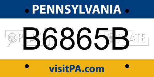 B6865B Pennsylvania License Plate