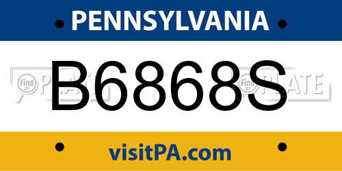 B6868S Pennsylvania License Plate