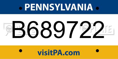 B689722 Pennsylvania License Plate