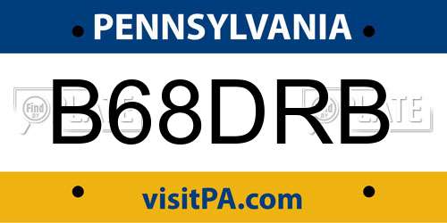 B68DRB Pennsylvania License Plate