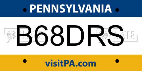 B68DRS Pennsylvania License Plate