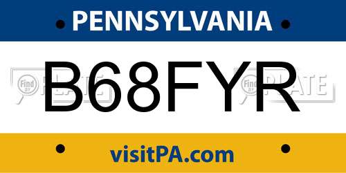 B68FYR Pennsylvania License Plate