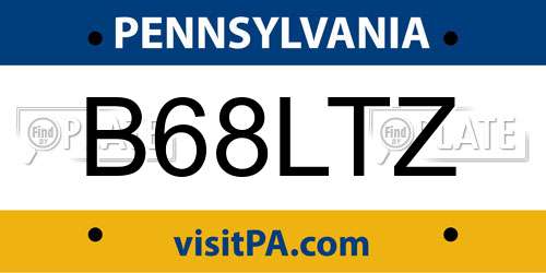 B68LTZ Pennsylvania License Plate