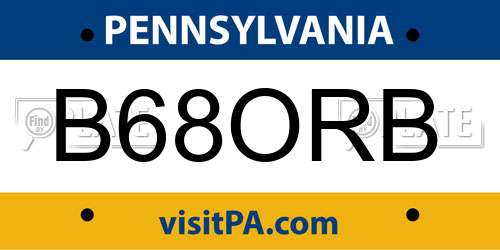 B68ORB Pennsylvania License Plate