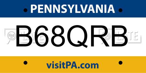 B68QRB Pennsylvania License Plate