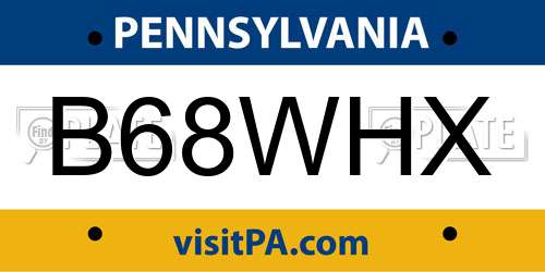 B68WHX Pennsylvania License Plate